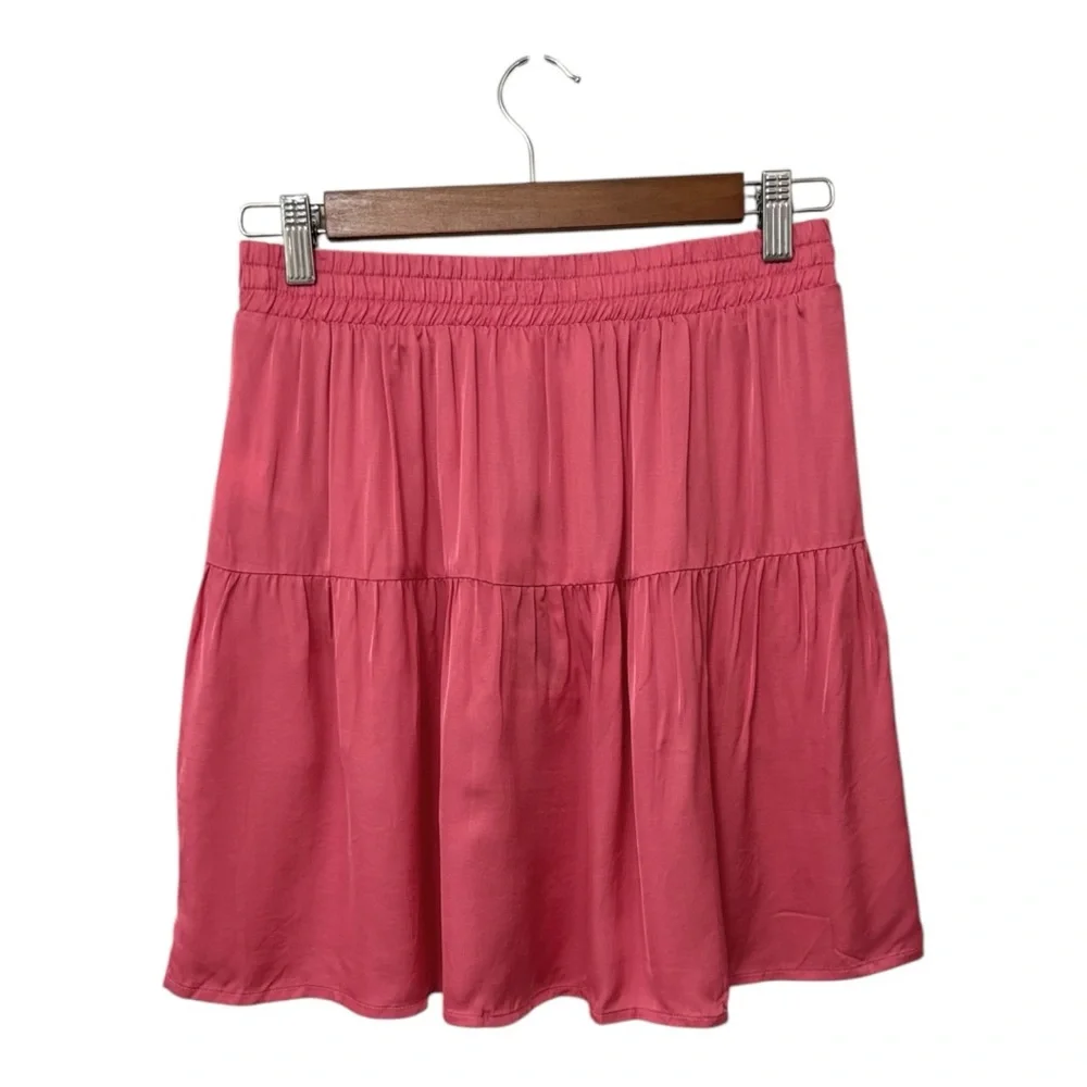 NATION LTD | NWT $235 Quincy Sateen Mini Skirt in Strawberry Shake, Size Small